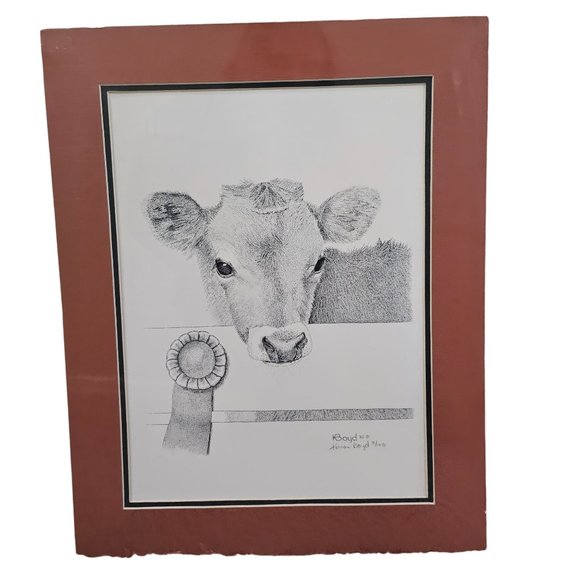 Karen Boyd Cow Calf Limited Edition Print Signed Numbered 3/100 - Picture 1 of 7